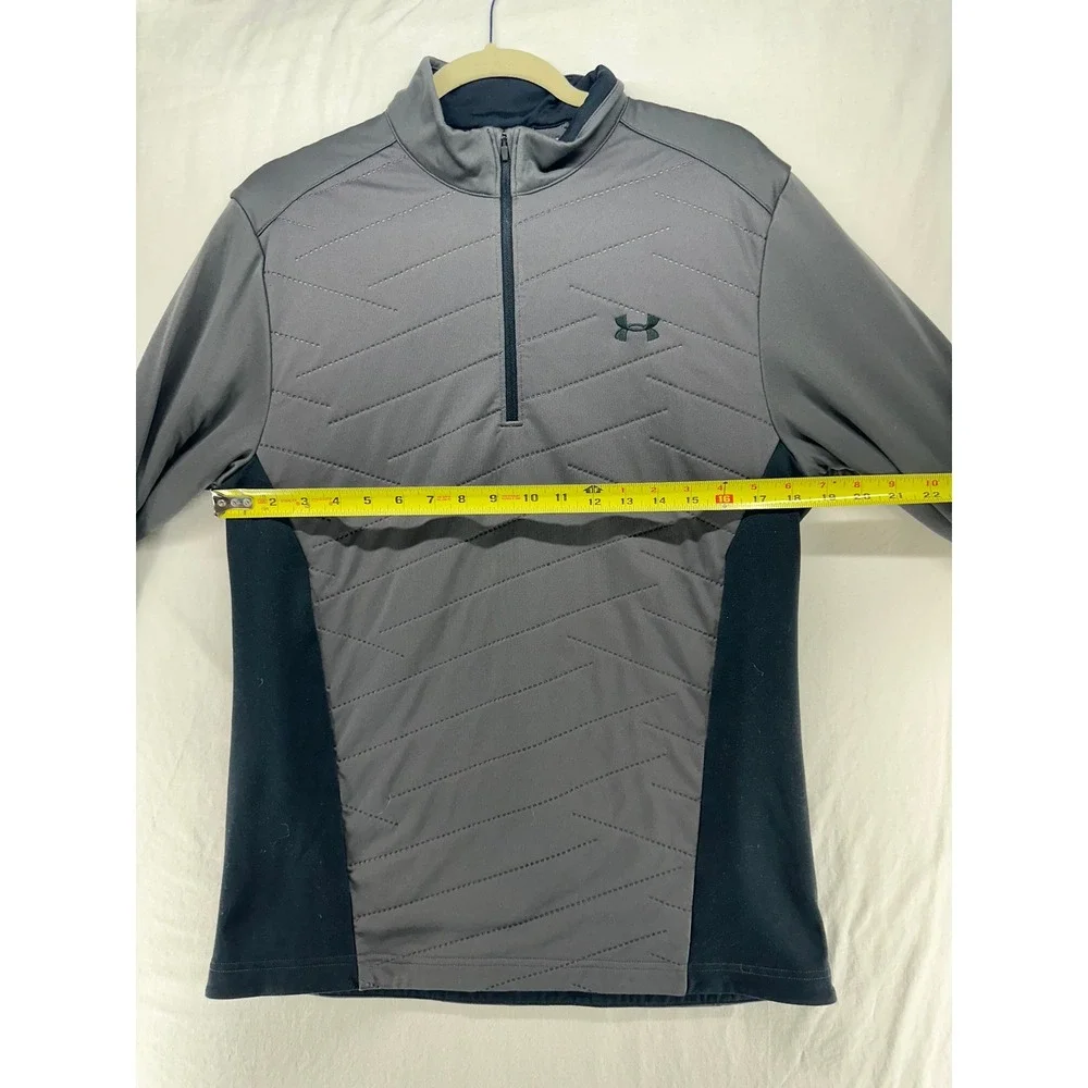 Under Armour Storm ColdGear Mens Gray Black Quarter Zip Pullover Jacket Medium